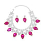 Formal Brilliant Fuchsia Teardrop Crystal Necklace