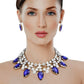 Formal Brilliant Blue Teardrop Crystal Necklace