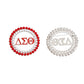 DST Sorority Brooch Red White Pearl Round Pin