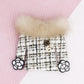 Brooch White Tweed Fur Collar Sweater Camellia