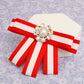 DST Sorority Red White Bow Tie Style Brooch