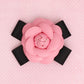 Brooch Clip Pink Faux Leather Camellia Ribbon Pin