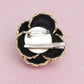 Brooch Clip Black Pearl Chain Edge Camellia Flower