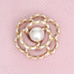 Brooch Clip Pink Pearl Chain Edge Camellia Flower