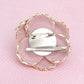 Brooch Clip Pink Pearl Chain Edge Camellia Flower