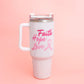 Breast Cancer White Bling 40.5 oz Tumbler Cup