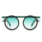 Sunglasses Green Round Futuristic Double Frame