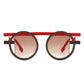 Sunglasses Red Green Round Futuristic Double Frame