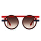 Sunglasses Red Round Futuristic Double Frame