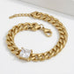 Gold 18K Steel Princess CZ Cuban Chain Bracelet