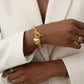 Gold 18K Steel Toggle Heart Rolo Chain Bracelet