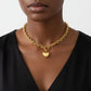 Gold 18K Steel Toggle Heart Rolo Chain Necklace