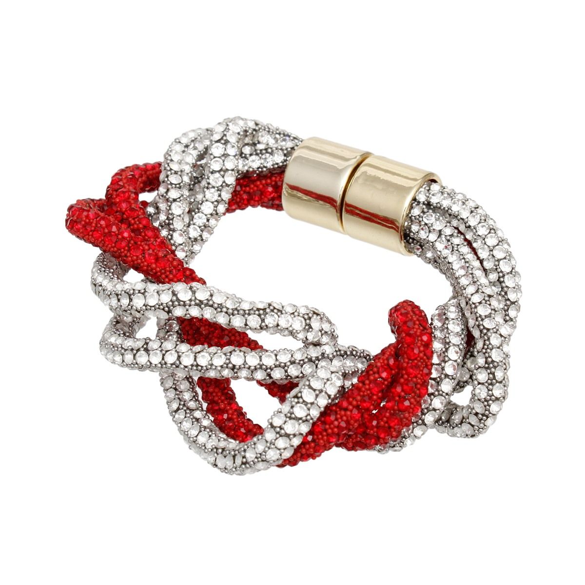DST Vibrant Red Clear Twisted Tube Bracelet Women