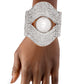 Cuff Gatsby Era Ornate Stone Pearl Silver Bracelet
