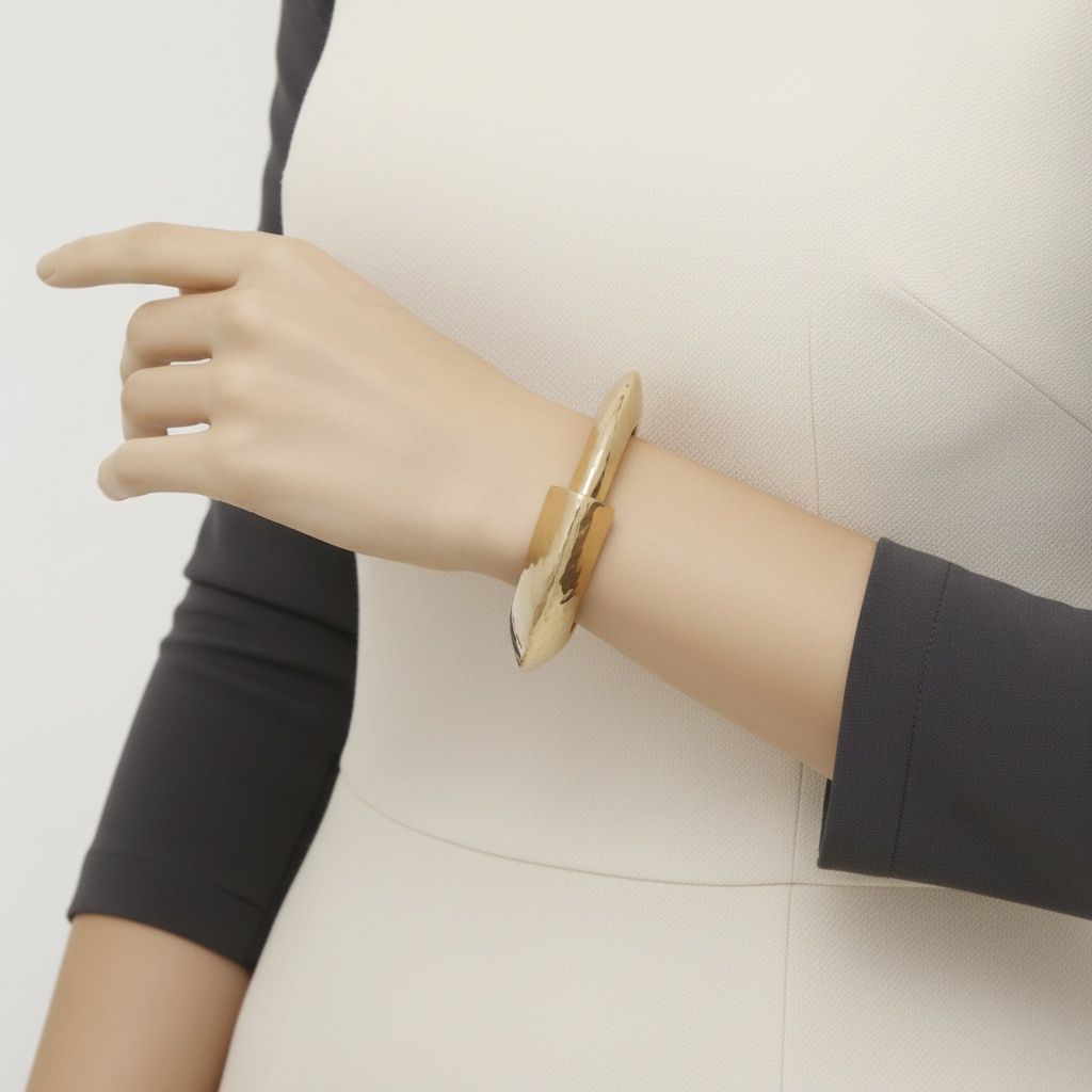 Bangle Hammered Gold Angular Futuristic Bracelet