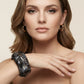 Bangle Vintage Black Resin Wavy Chunky Bracelet