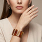 Stretch Marbled Brown Resin Rectangle Bracelet