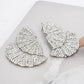 Stud 1920s Silver Ruffle Fan Rhinestone Earrings