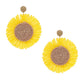 Drop XL Playful Yellow Raffia Sunflower Earrings