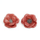 Stud Mauve Faux Leather Petal Flower Earrings
