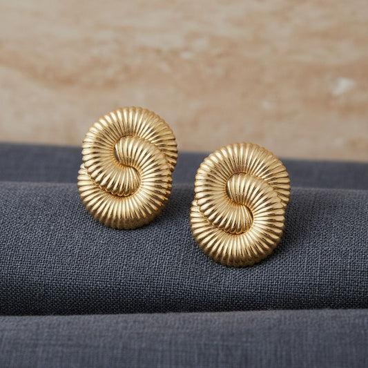 Stud Oversized Gold Twisted Spiral Earrings
