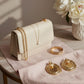 Clip On Organic Gold Oval Cream Pearl Earrings