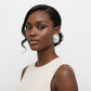 Clip On Organic Silver Oval White Pearl Earrings