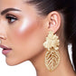 Drop Architectural Gold 3D Caged Leaf Earrings