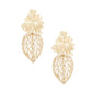 Drop Architectural Gold 3D Caged Leaf Earrings