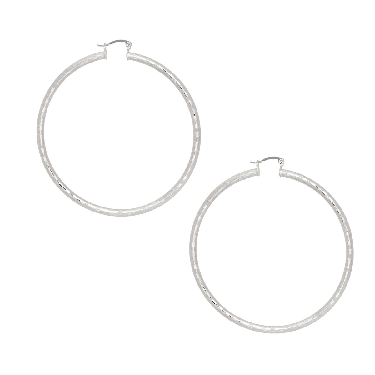 Hoop Classic 3 in Square Cut Silver Earrings Women