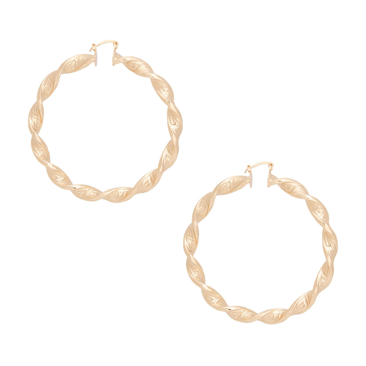 Hoop Gold Twisted Greek Key Earrings for Women