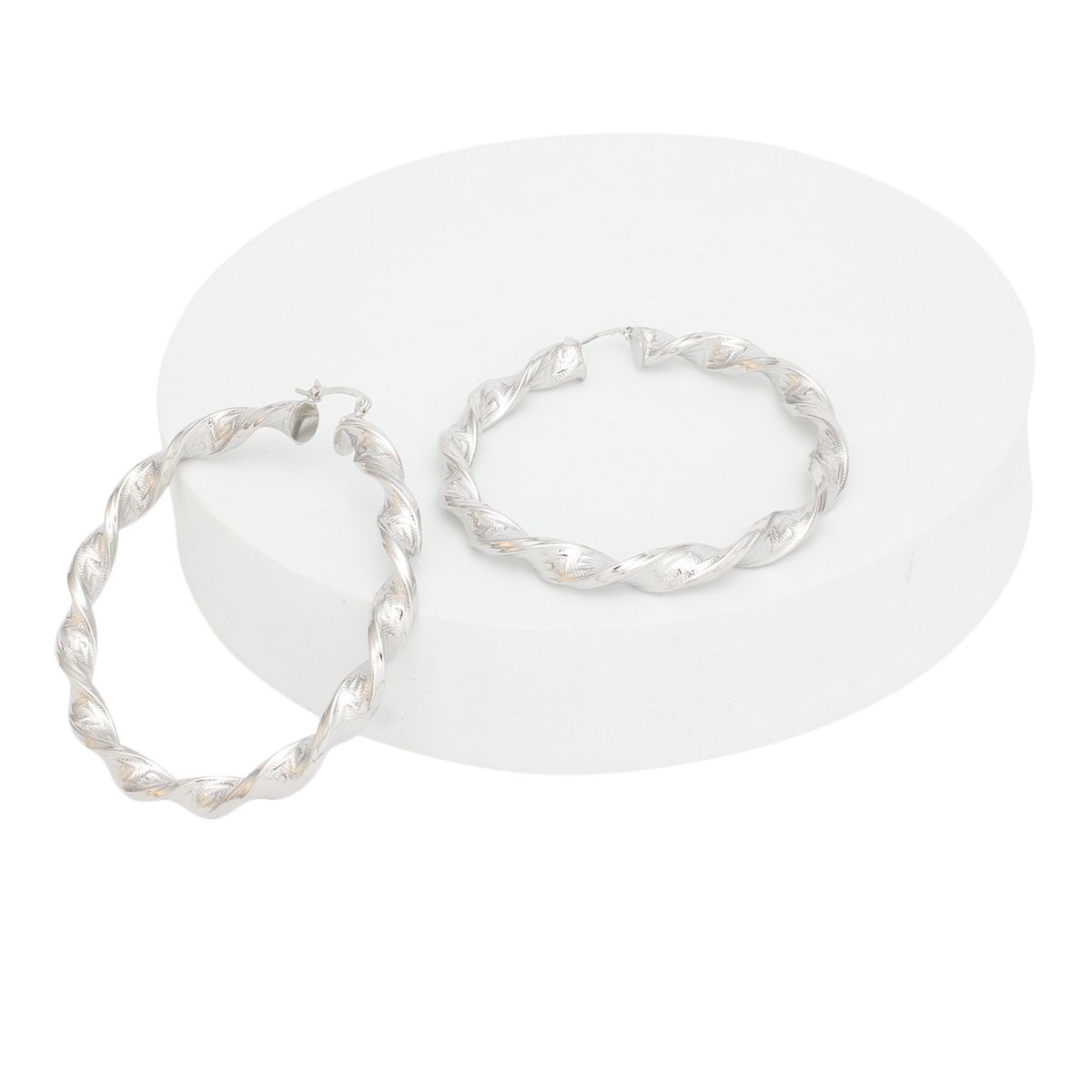 Hoop Silver Twisted Greek Key Earrings for Women