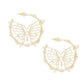 Hoop Dimensional Butterfly Gold Bamboo Earrings