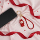 Rhinestone Phone Wrist Strap Red Labubu Keychain