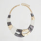 Vintage Marbled Black White Resin Bib Necklace
