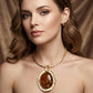 Vintage Large Marbled Brown Resin Pendant Necklace