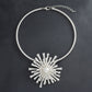 Pendant Matte Silver Metal Sunburst Flower Necklace