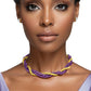 Omega Psi Vibrant Purple Gold Twisted Tube Necklace