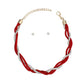 DST Vibrant Red Clear Twisted Tube Necklace