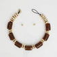 Vintage Marbled Brown Resin Bead Toggle Necklace