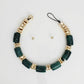 Vintage Marbled Green Resin Bead Toggle Necklace