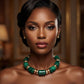 Vintage Marbled Green Resin Bead Toggle Necklace