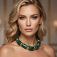 Vintage Marbled Green Resin Bead Toggle Necklace