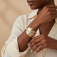 Cuff Gold Leaf Motif Shimmering Stone Bracelet
