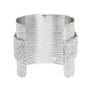 Cuff Silver Ribbed Clear Rhinestone Band Bracelet
