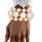 Pearl Cream Gold Contrast Stretch Bracelet Set