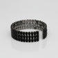 Cuff Baguette CZ 3 Row Black Memory Wire Bracelet