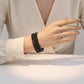 Cuff Baguette CZ 3 Row Black Memory Wire Bracelet