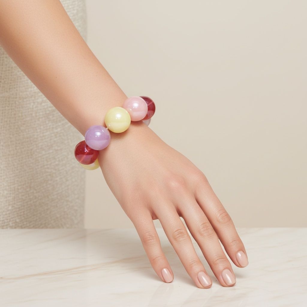 High Gloss Pearlescent Color 24mm Bead Bracelet