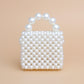Micro Top Handle Cream Pearl Woven Handmade Bag